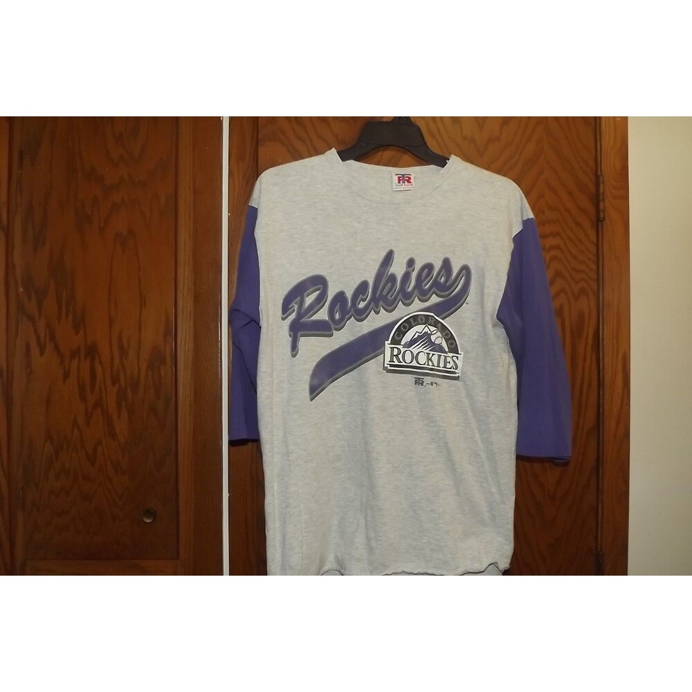 Vintage Team Rated 1994 Colorado Rockies Logo  Single Stitch T Shirt Large MLB
